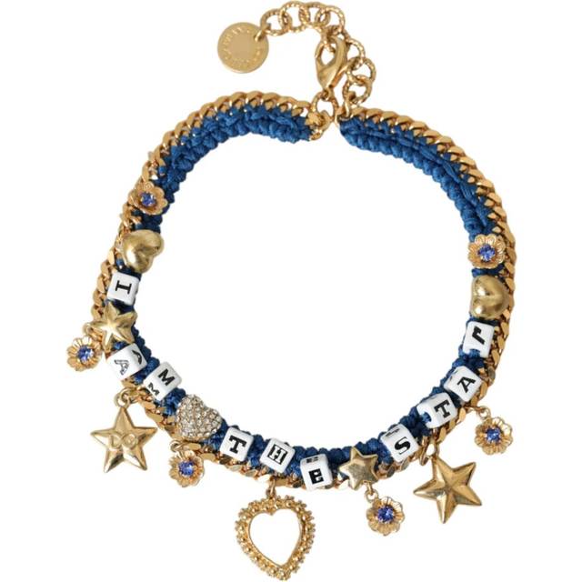 Gold Tone Brass Chain Iam The Star Bracelet