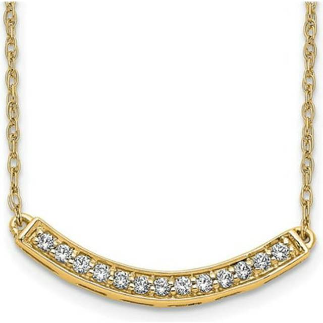 14K Yellow Gold Diamond Curved Bar 18 in. Necklace