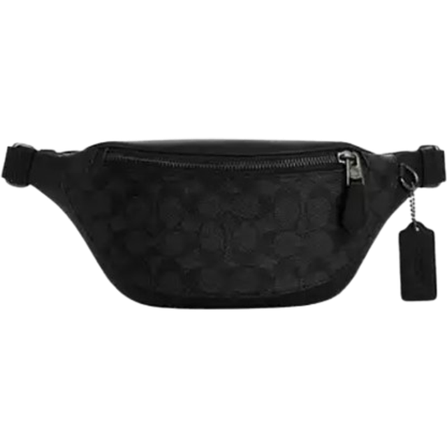 Coach Mens Warren Mini Belt Bag in Signature - Charcoal - One Size
