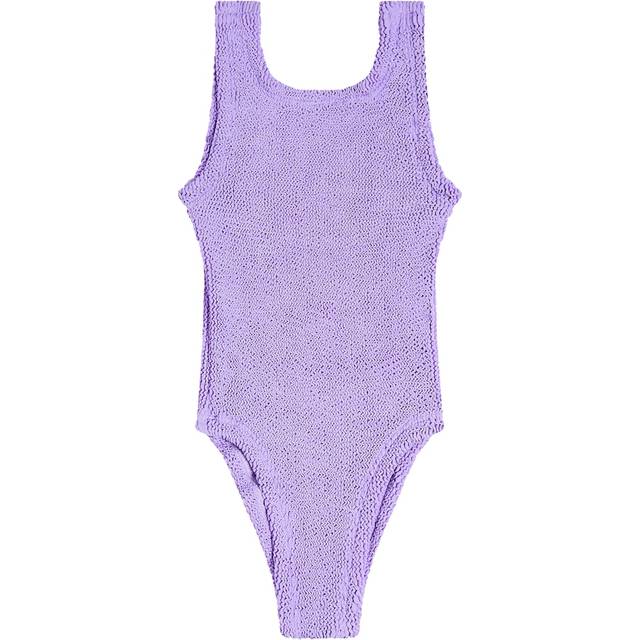 Hunza G Girls Purple Bow Crinkle Swimsuit - 2-6 year