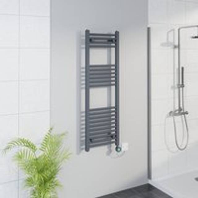 Warmehaus - WiFi Thermostatic Straight Towel Rail Timer Sand Grey 1200x400