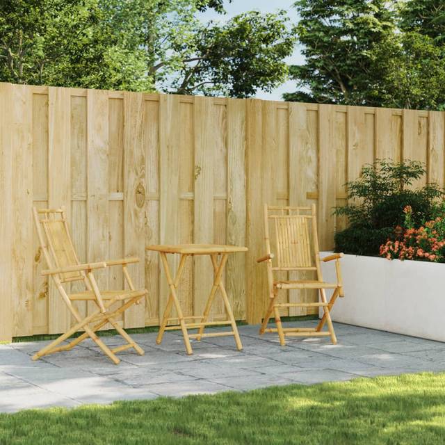 vidaXL 3 Piece Bistro Set Bamboo - Brown
