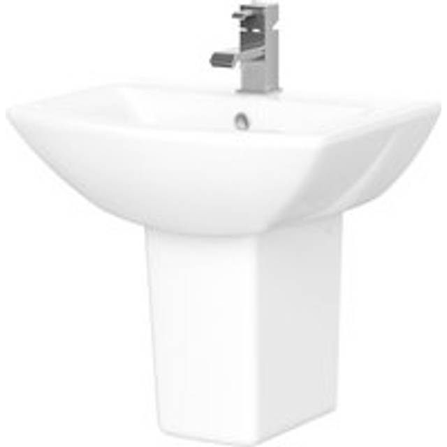Square 1 Tap Hole Ceramic Basin & Semi Pedestal - 500mm