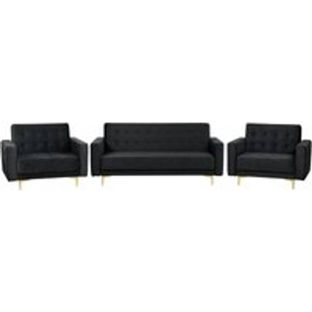 Beliani Modular Velvet Living Room Set Black Aberdeen, Black