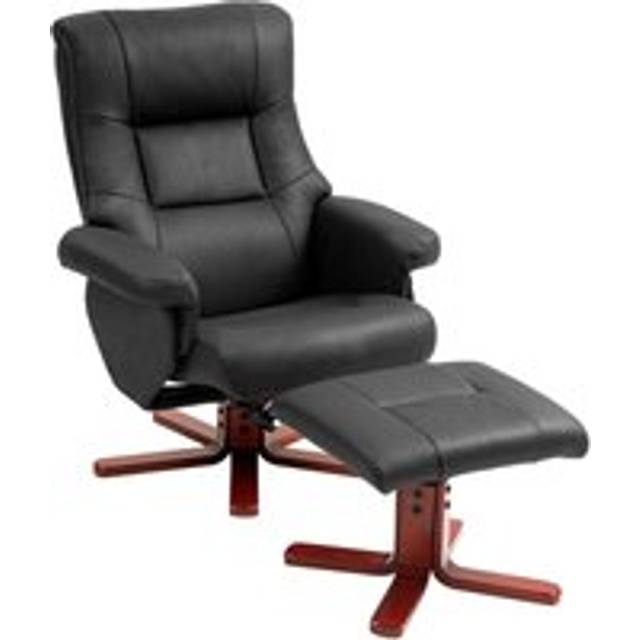 HOMCOM Brown Recliner Chair With Footstool - Backrest Adjustable - Armchair - Black | TJ Hughes