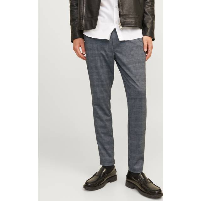 Jack & Jones – Grårutiga finbyxor med smal passform-Grå/a