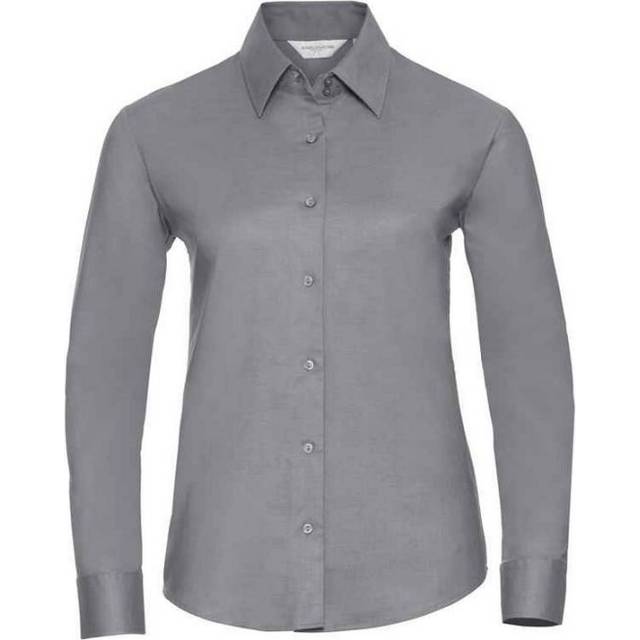 (S, Silver) Russell Womens/Ladies Oxford Easy-Care Long-Sleeved Shirt