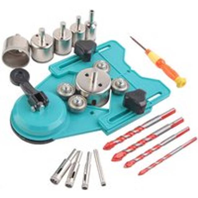 Coocheer - Diamond Drill Bit Set, Hole Saw and Core Bit with 10pcs 6-50mm Hole Saw, Drill Hole Locator, 4pcs Glass Drill Bit for Ceramic, Glass,