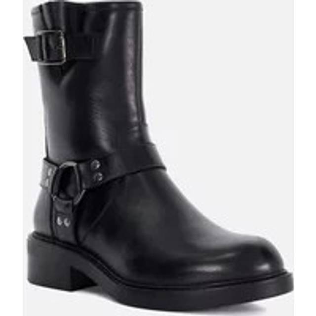 Dune London Womens Ladies Phillyy - Leather Ankle Biker Boots - Black - Size UK 8