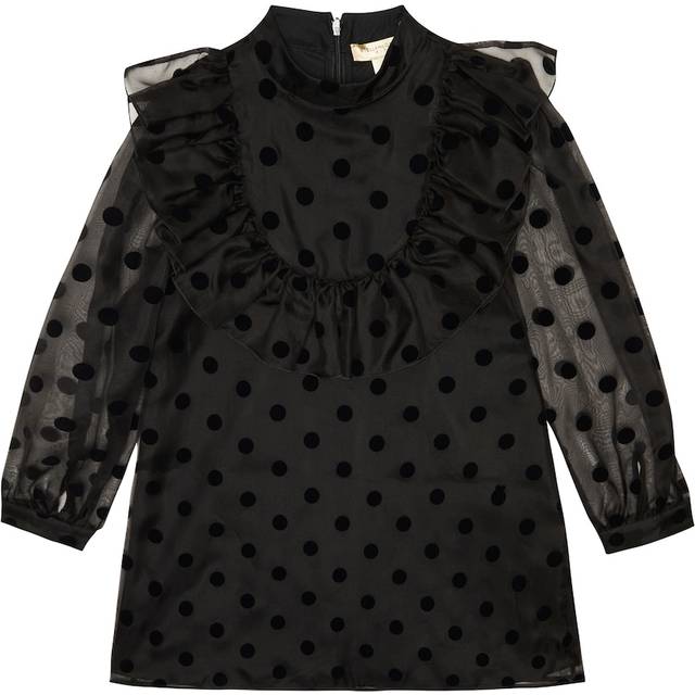 Stella McCartney Kids Polka-dot ruffle-trimmed silk dress - black (Y 6)