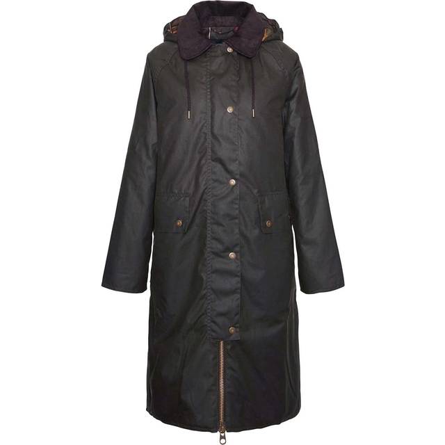 Barbour Willows Womens Long Wax Jacket - Olive - Size 16 UK
