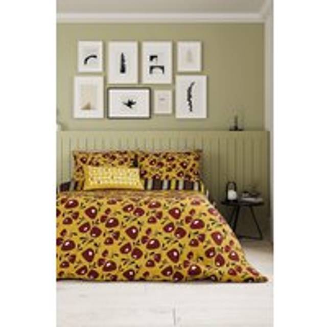 'Jax' Cotton Duvet Cover Set - Mustard - Super King