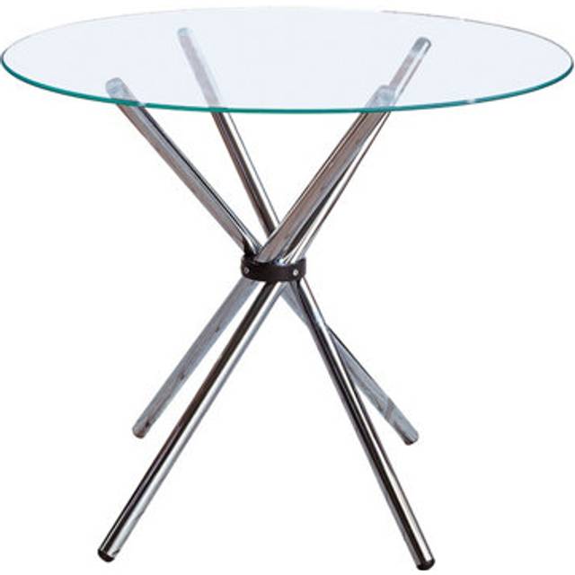 Afton Round Dining Table with Glass Top - Metal/Glass - L103 x W110 x H12 cm - Silver/Clear