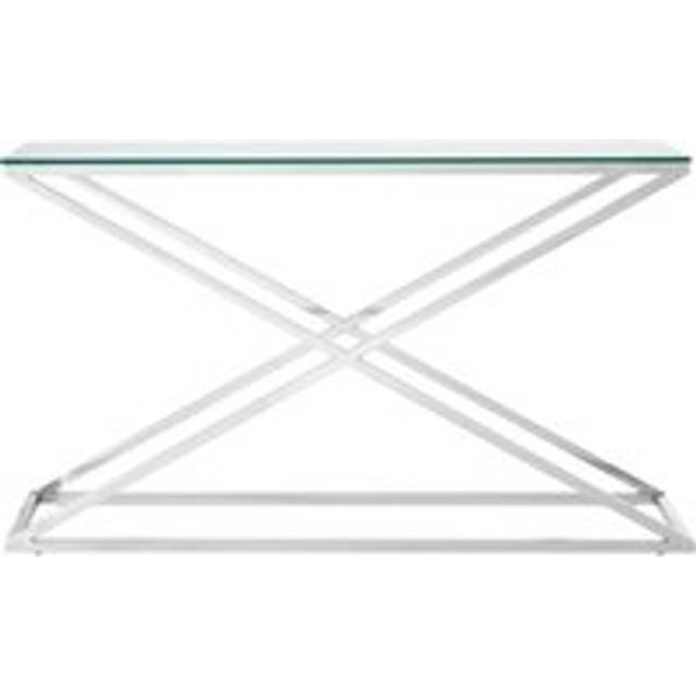 Interiors by Premier Glass Top Criss Cross Console Table, Stainless Steel and Glass Console Table, Contemporary Hallway Table