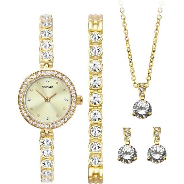 Sekonda Gold Watch, Bracelet, Necklace and Earrings Gift Set