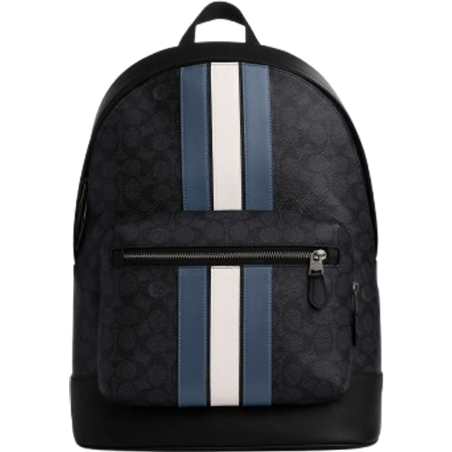 Coach Mens West Backpack in Signature Varsity Stripe - Black - One Size