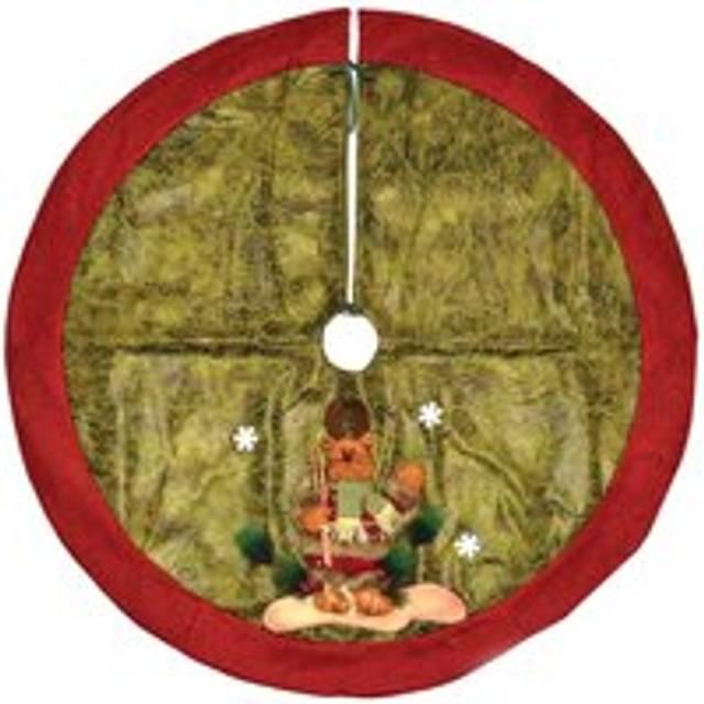 Shatchi - 120cm Santa Christmas Tree Skirt Base Cover with 3D Santa Xmas Tree Decorations
