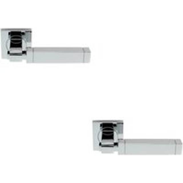 2x PAIR Cube Lever on Square Rose Etched Detailing Concealed Fix Polished Chrome