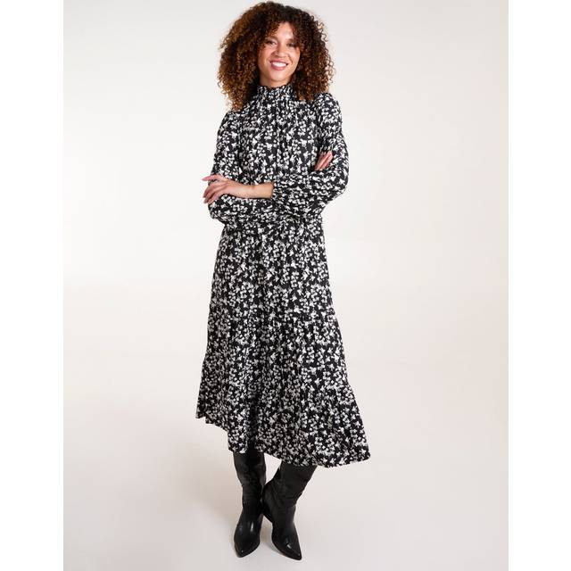 Blue Vanilla Women's Black Floral Print Midi Dress New Look - S