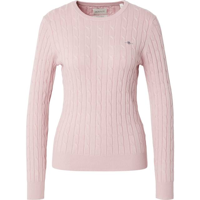 GANT stretch bomull kabel C-hals, Dammig rosa, XXL
