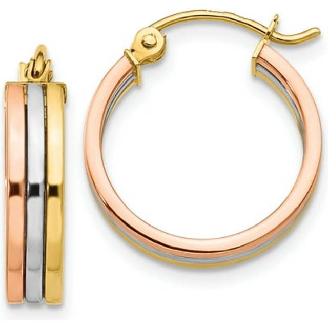 14K Tri Color Hoop Earrings