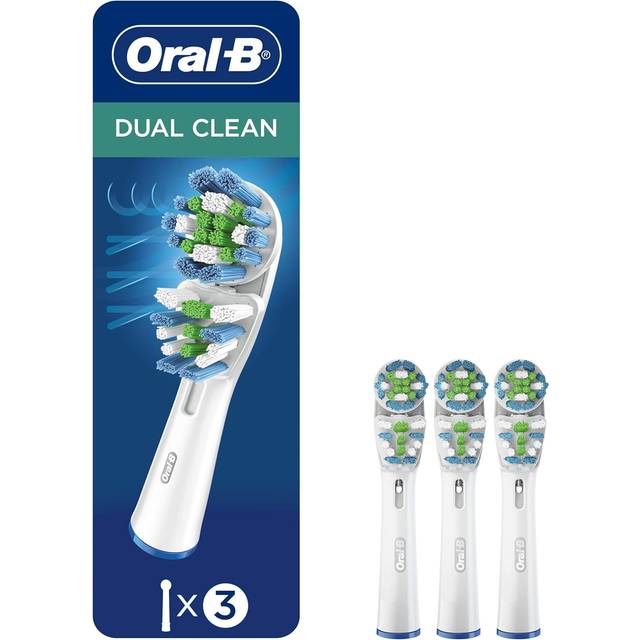 Oral-B Dubbla rena, reservborstar, munstycke, 3-pack för elektrisk tandborste upp till 100% borttagning av tandplack