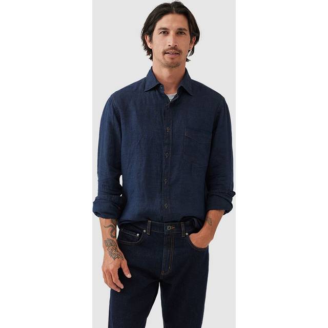 Rodd & Gunn Kingswell Linen Slim Fit Long Sleeve Shirt, Raw Indigo