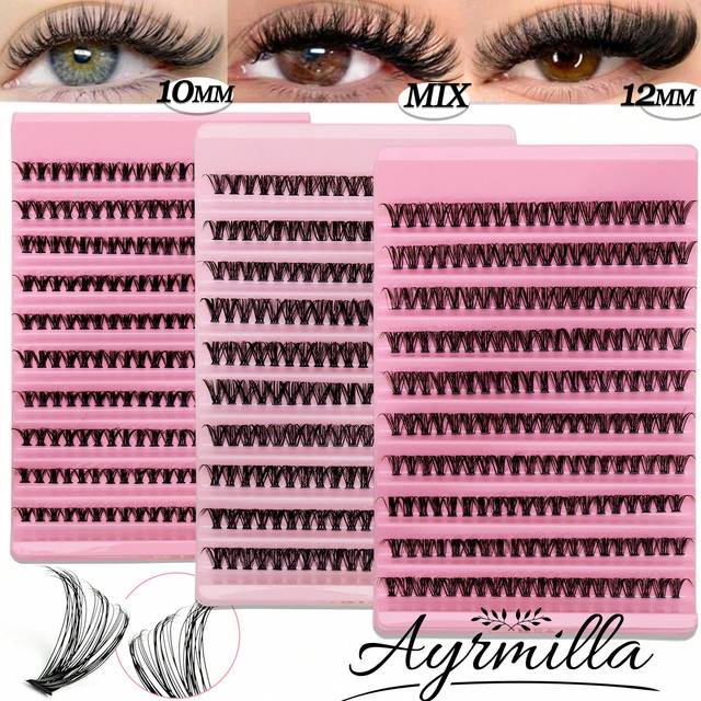 SHEIN AYRMILLA&#39;s New C/D Shaped Curve5-16mm Mixed Set With 100-1000 Clusters Of Natural False Eyelashes, Suitable For Beginners To Feel Comfortable And Fash