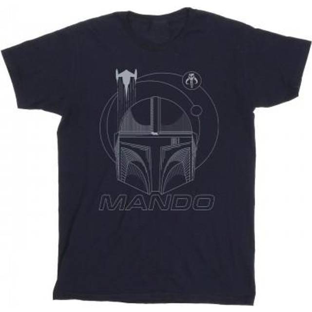 (XL, White) Star Wars Mens The Mandalorian Rings Helmet T-Shirt