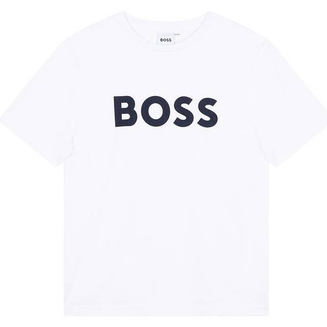 BOSS Boys Short Sleeve Large Logo T-shirt - White, White, Size 6 Years - 6 YEARS