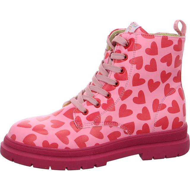 Agatha Ruiz De La Prada Girls Pink Heart Print Ankle Boots - 38