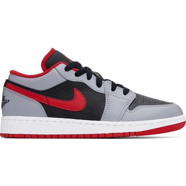 Air Jordan 1 Low GS Cement Fire Red Kids Sneakers Grey Black Cement-Grey 553560-060 38.5