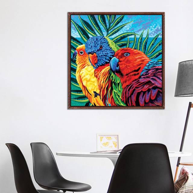 Birds In Paradise I - Black Floater Framed (93.98cm H x 93.98cm W x 3.81cm D)