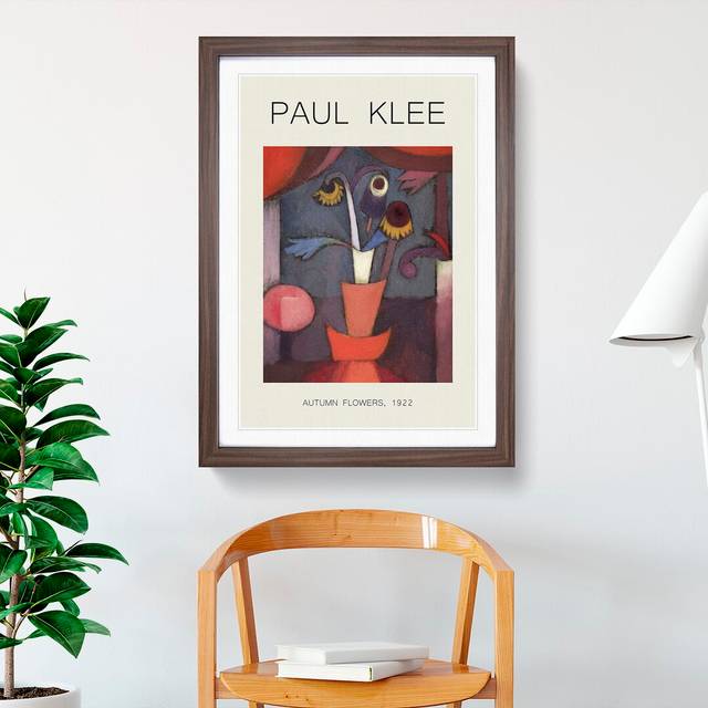 Autumn Flower by Paul Klee - Picture Frame Graphic Art - Walnut Framed (36cm H x 27cm W x 2cm D)