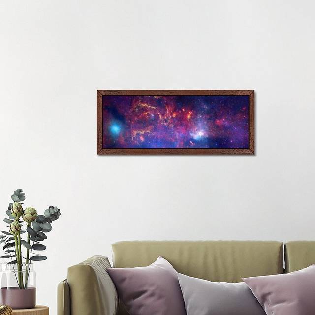 &#39;Center of the Milky Way Galaxy (Chandra/Hubble/Spitzer)&#39;- Floater Frame Panoramic Photograph Print on Canvas - Brown Framed Canvas (30cm H x 91cm W x 4cm D)