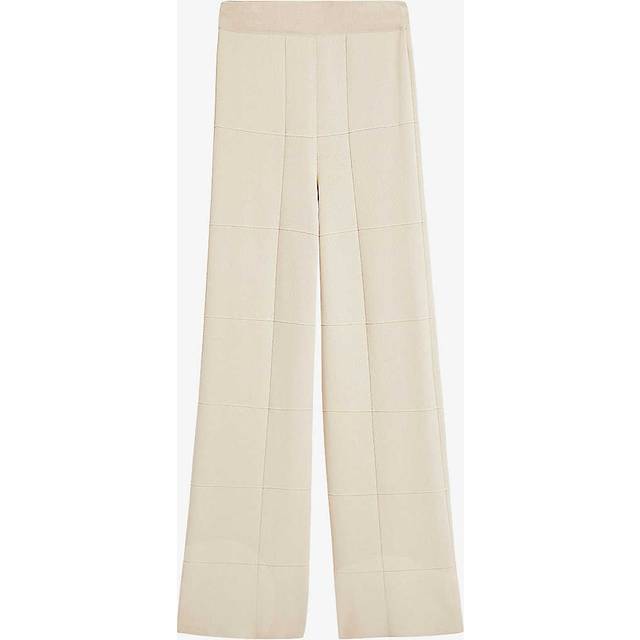 Joseph Womens Oat Grid-pattern Elasticated-waist Knitted Trousers S - OAT
