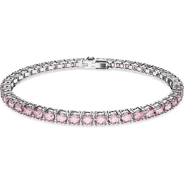 Swarovski Matrix tennisarmband, rosa rundskurna kristaller och rodiumpläterade, från Matrix Collection, storlek S