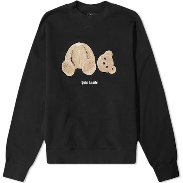Palm Angels Mens Kill The Bear Logo Black Jumper Cotton - Size Small