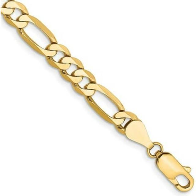 14K Yellow Gold 5.25 mm Flat Figaro Chain 7 in. Bracelet