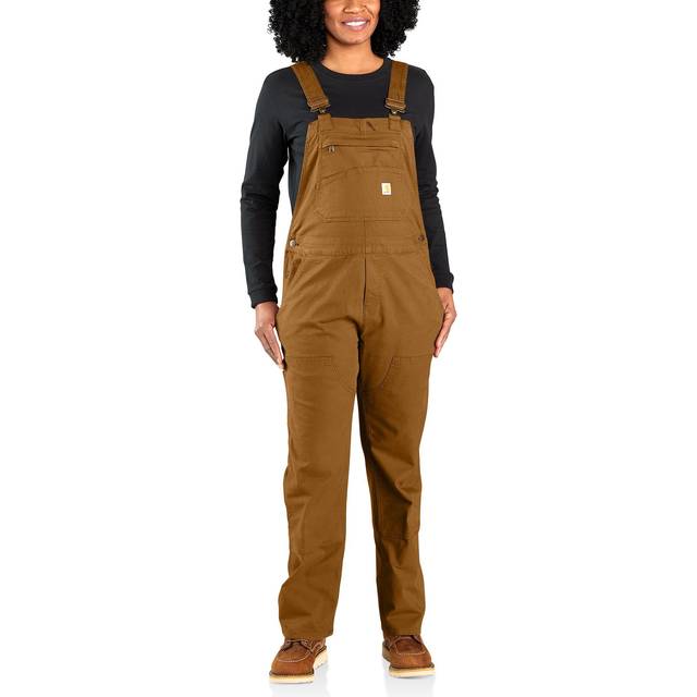 Carhartt Women's Rugged Flex Loose Fit Canvas Bib Overall  Carhartt Brown  2X Tall