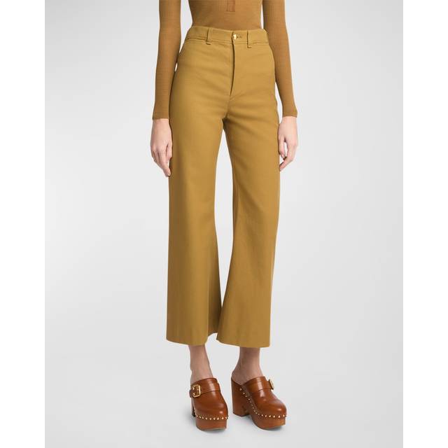 Cotton Drill Cropped Wide-Leg Trousers - HARVEST GOLD - 34 FR (2 US)