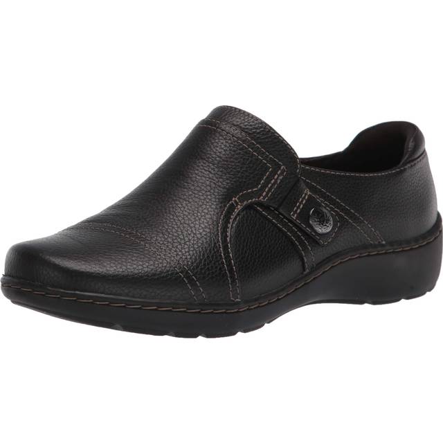 Clarks Women's Cora Poppy Loafer  Black Tumbled  6 Wide