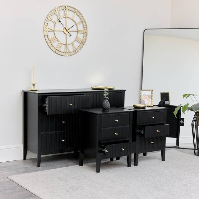 Large Chest of Drawers and Pair of Bedside Tables - Hales Black Range Material: Furniture/Furniture Ranges/Hales Range/Hales Black Range