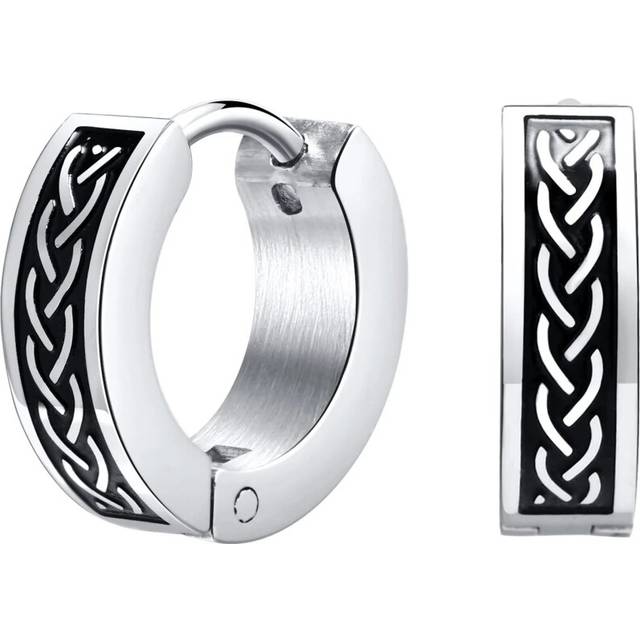 (1 Pair  EH496S02) Retro Celtic Knot Earrings Mens Anti Allergy Hoop Huggie Earrings