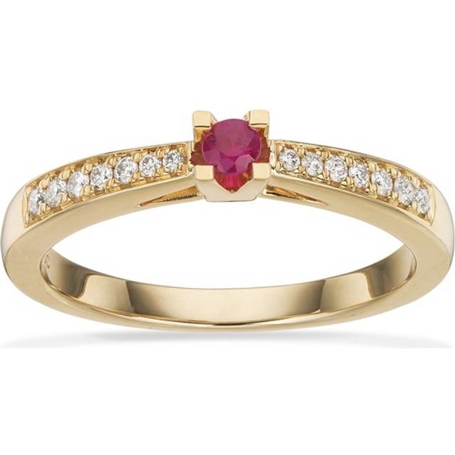 Scrouples Kleopatra Queen 14 karat guld Ring Med Diamanter 0,12 Carat H-W/SI Og Rubin