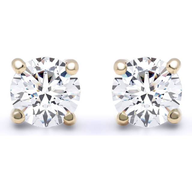 Jewelco London Solid 18ct Yellow Gold Set Round Brilliant D / VS Lab Grown 0.5ct Diamond Solitaire Stud Earrings - LAB18E001-050