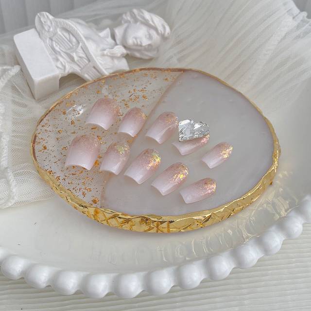 SHEIN Nail Art Decoration Accessory 3d White & Colorful Resin & Glittered Display Plate With Resin Crystal Rhinestone Vintage Flower & Laser Shaped Diy Hous
