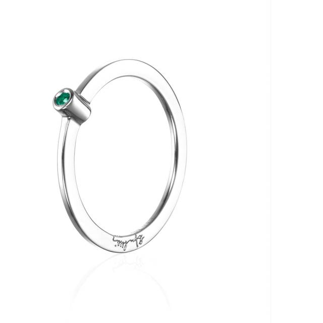 Efva Attling Micro Blink Ring - Green Emerald 19.50 MM - SILVER