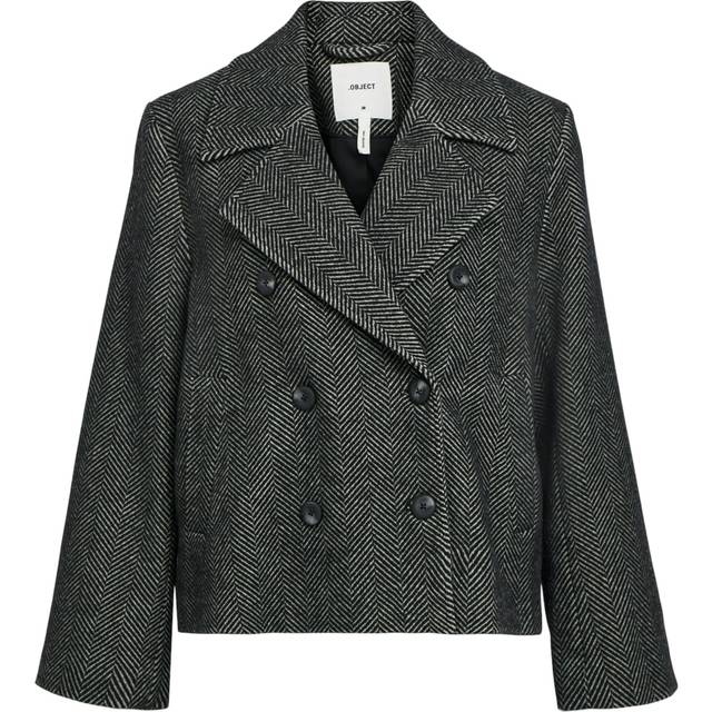 Object Objkeily Short Jacket Noos Dam Jackor Stl. 42 - Från Magasin - Medium Grey Melange/black Herringbo (42)