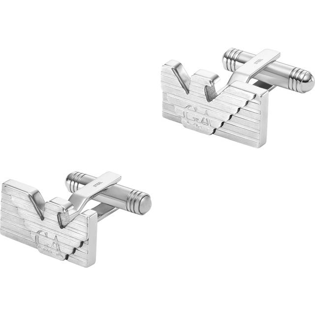 Emporio Armani Men's Textured Stainless Steel Logo Cufflinks